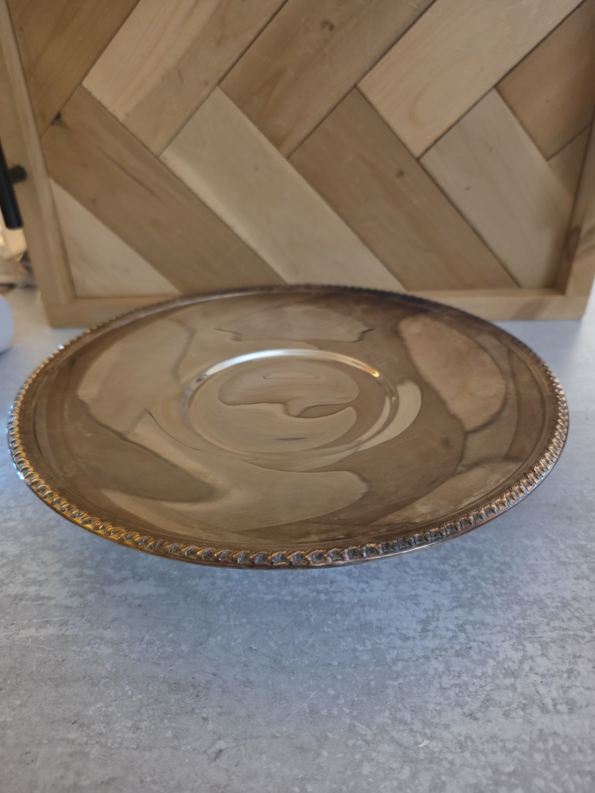Round Silverplate Dish On Stand, 10" Diameter, 2" Tall