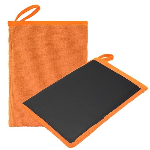 2Pack Clay Mitt, Microfiber Clay Bar Towel for Car Detailing, Medium Orange