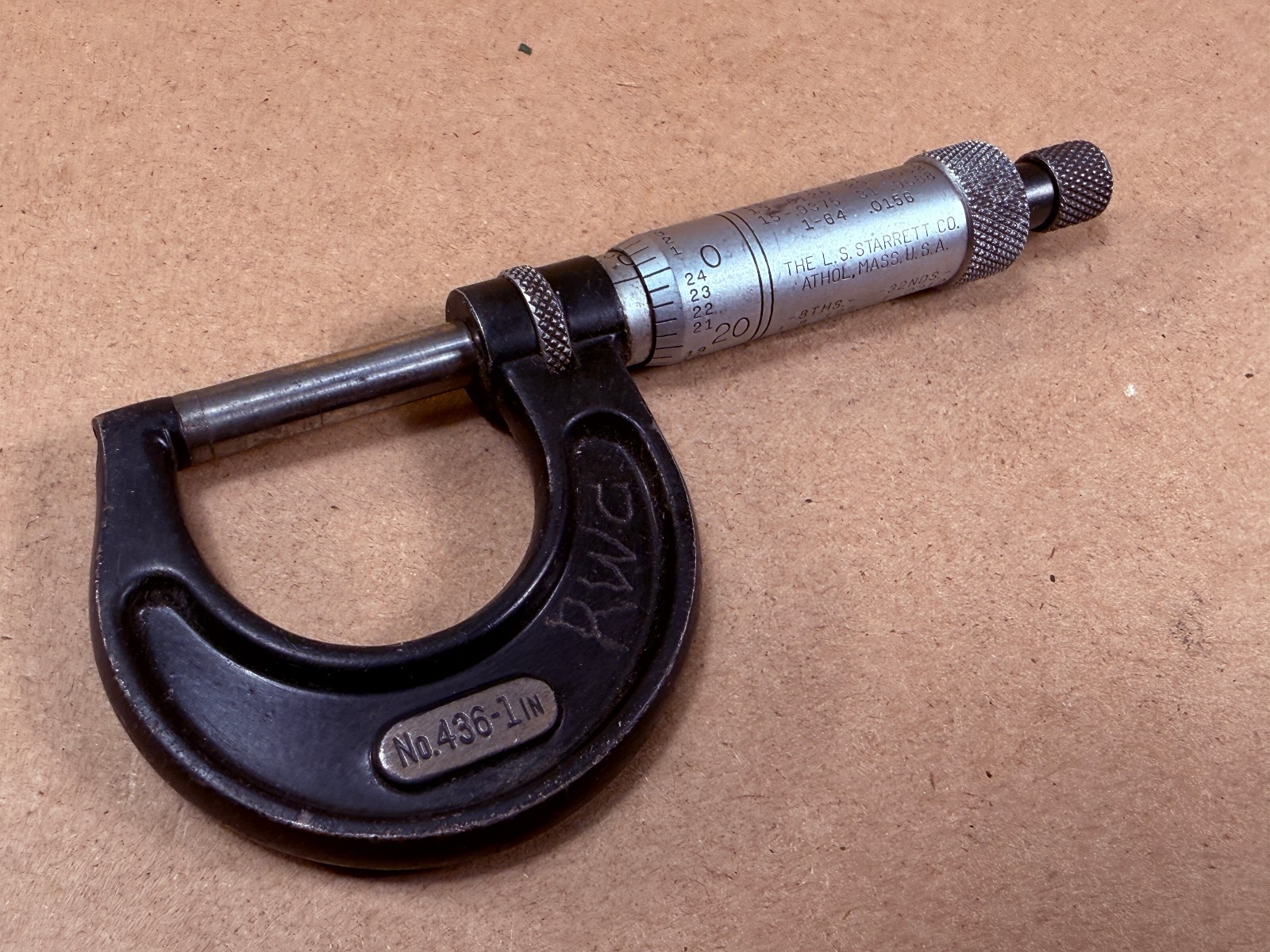 VINTAGE STARRETT 436-1 IN. MICROMETER! 0-1" ALL METAL - USA