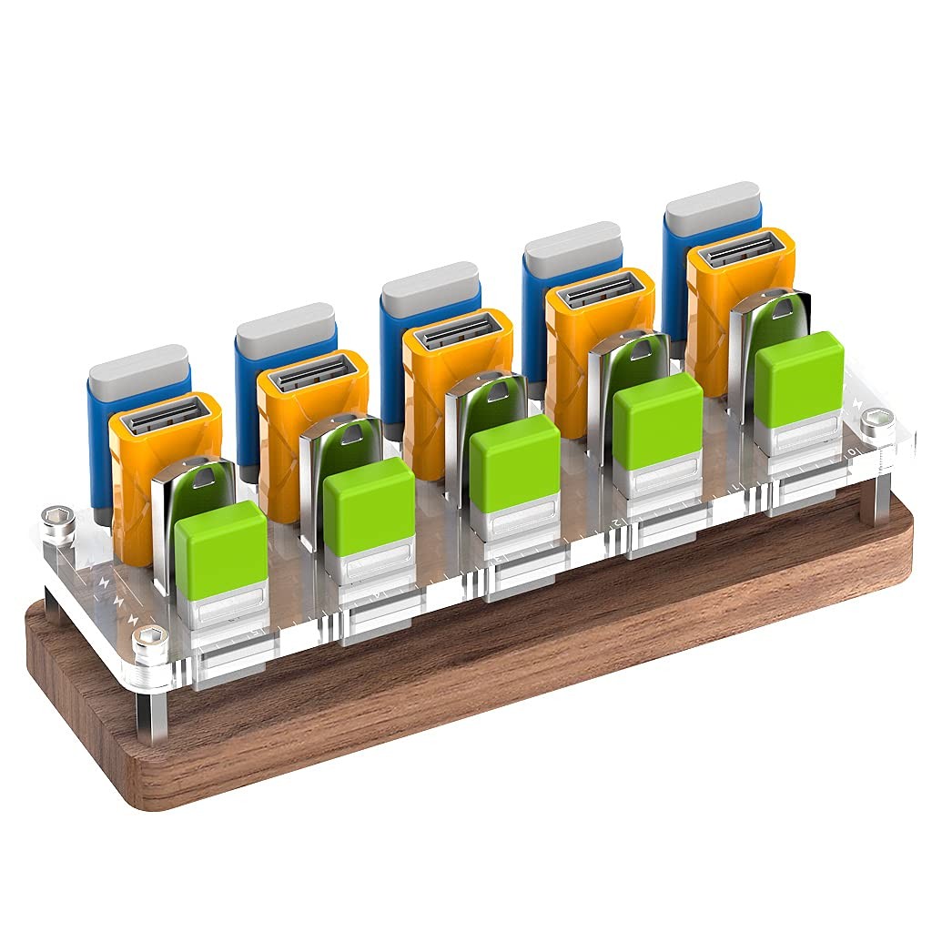 20 Slots Wooden Memory USB Flash Disk Card Case, TF Card Box and Micro SD Dri...