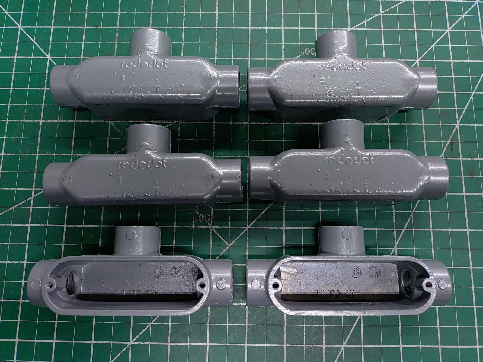 (Lot of 6) Reddot DAT-1 Aluminum Conduit Body 1/2" Tee