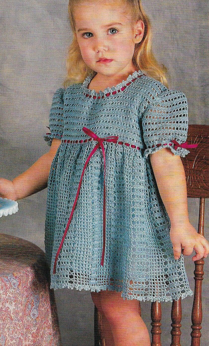 PRECIOUS PET GIRL'S DRESS 2 CHILD SIZES DIGEST SIZE CROCHET PATTERN INSTRUCTIONS