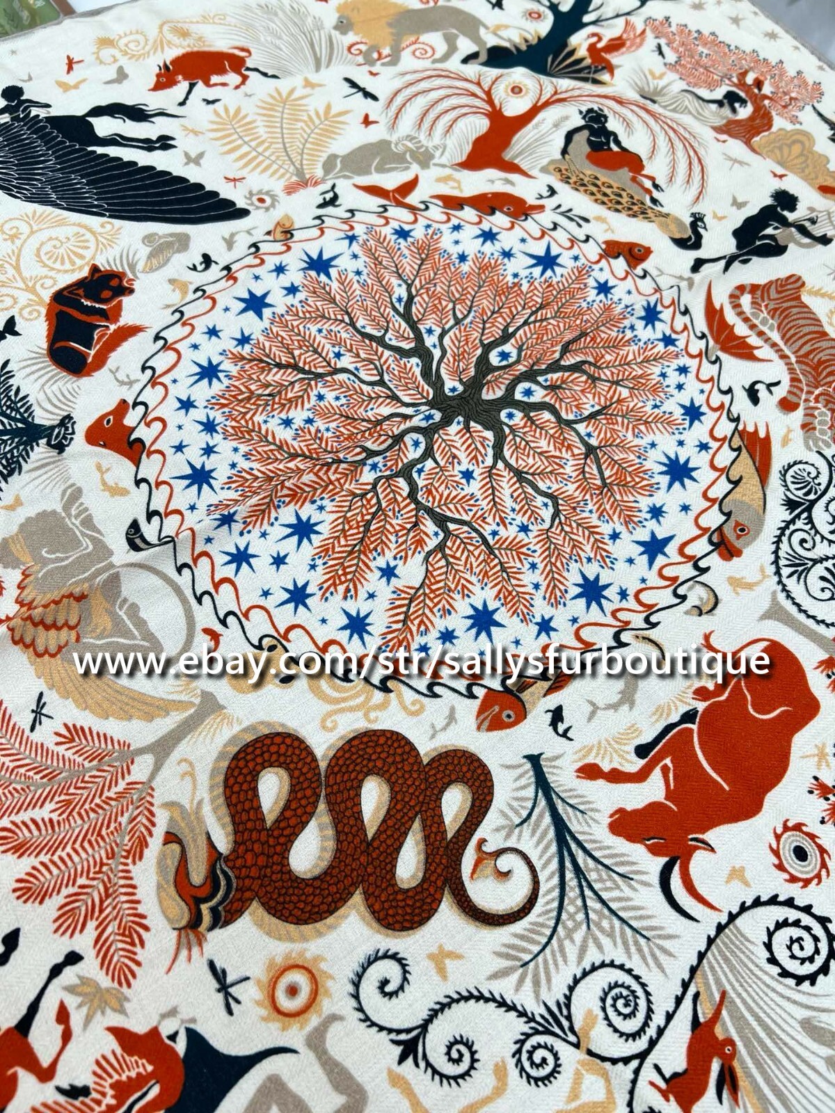 Sallys 70% Cashmere & 30% Silk Tribal Print Double Face Neck Collar Scarf 26"