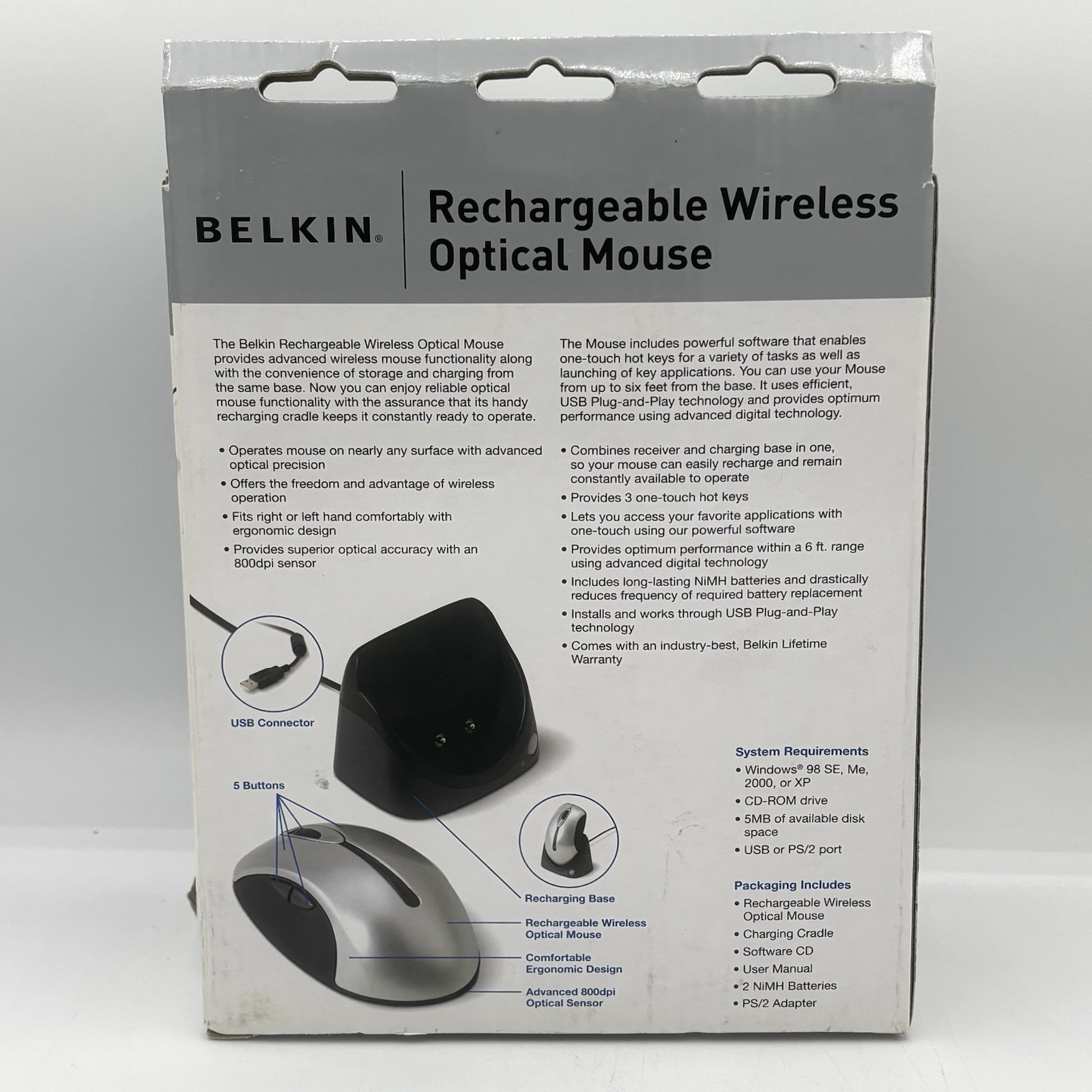 Belkin Rechargeable Wireless Optical Mouse F8E845 - New, Open Box