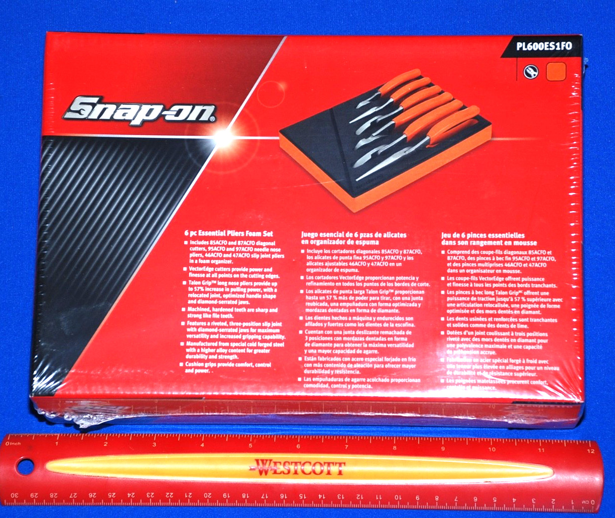 Snap-On NEW 6 Piece Orange Essential Pliers / Cutters Set w/ PRO-FI Foam Holder