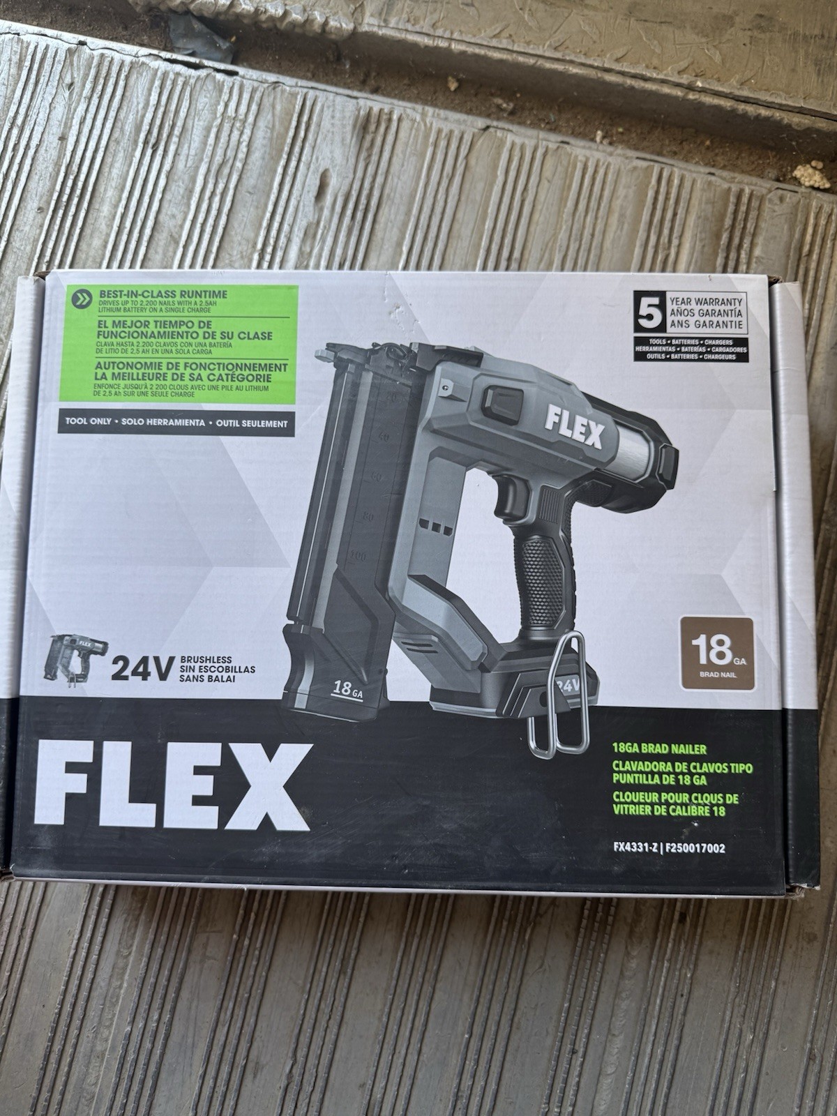 Flex 24v  18GA BRAD NAILER CLAVADORA DE CLAVOS FX4331-Z |F250017002