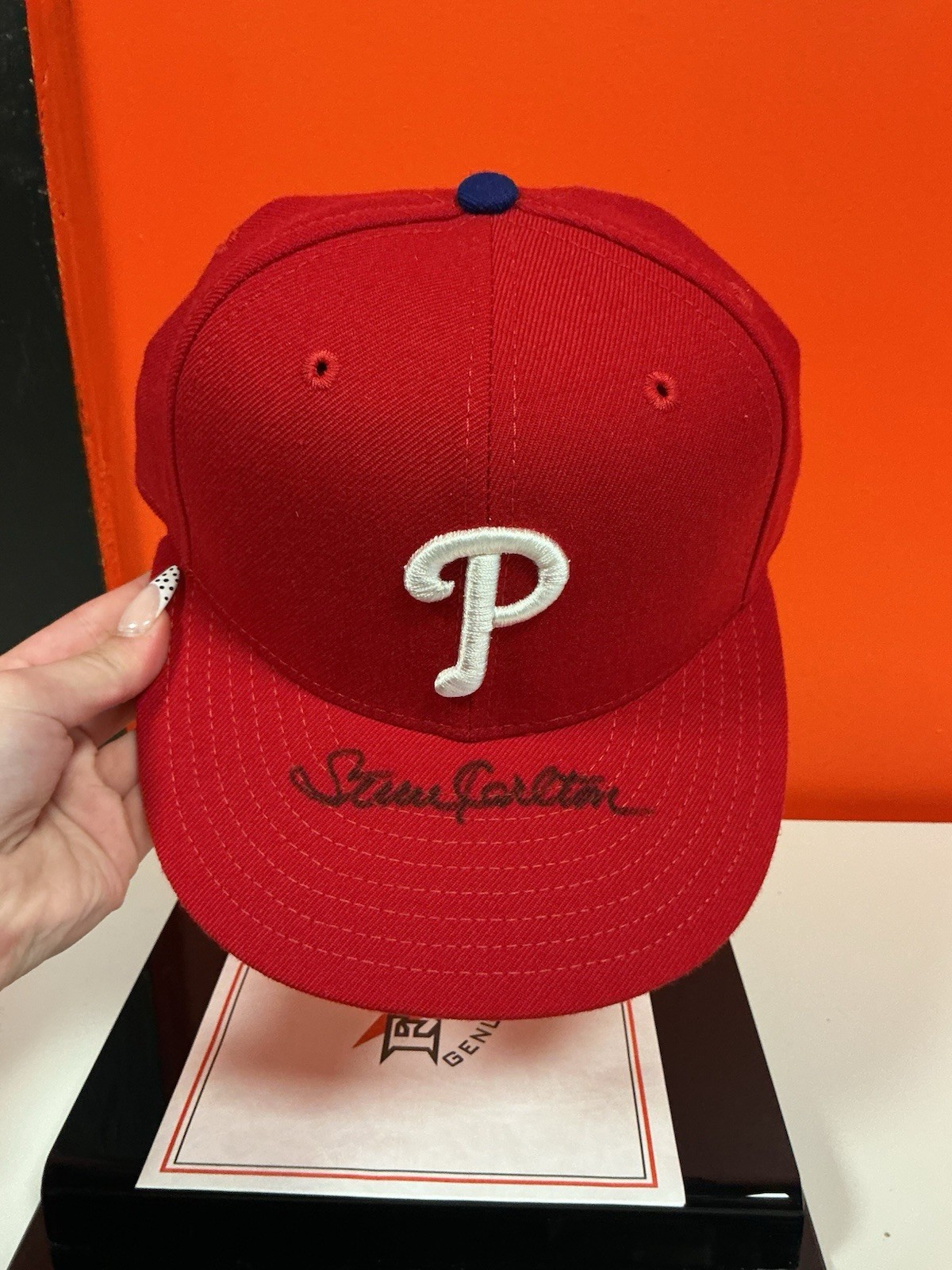 Steve Carlton Signed Philadelphia Phillies Hat Cap Auto Fleer COA w/ Case