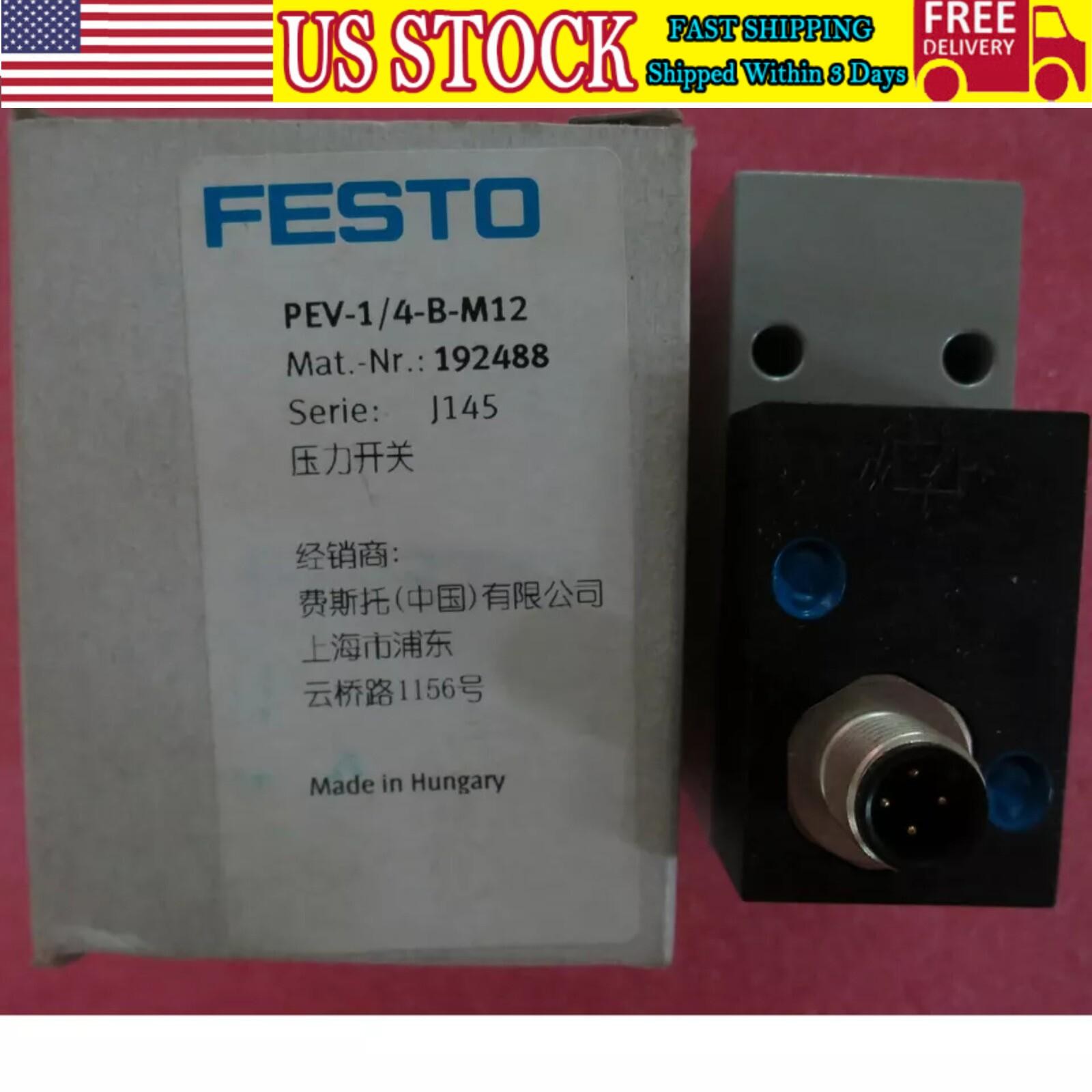 New PEV-1/4-B-M12 Festo 192488 Fast Shipping Pressure Switch