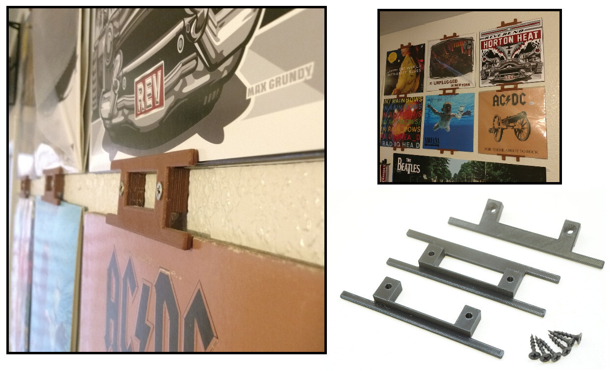 Low Profile Vinyl Album LP Record Display Holder Wall Mounts Brackets Slim