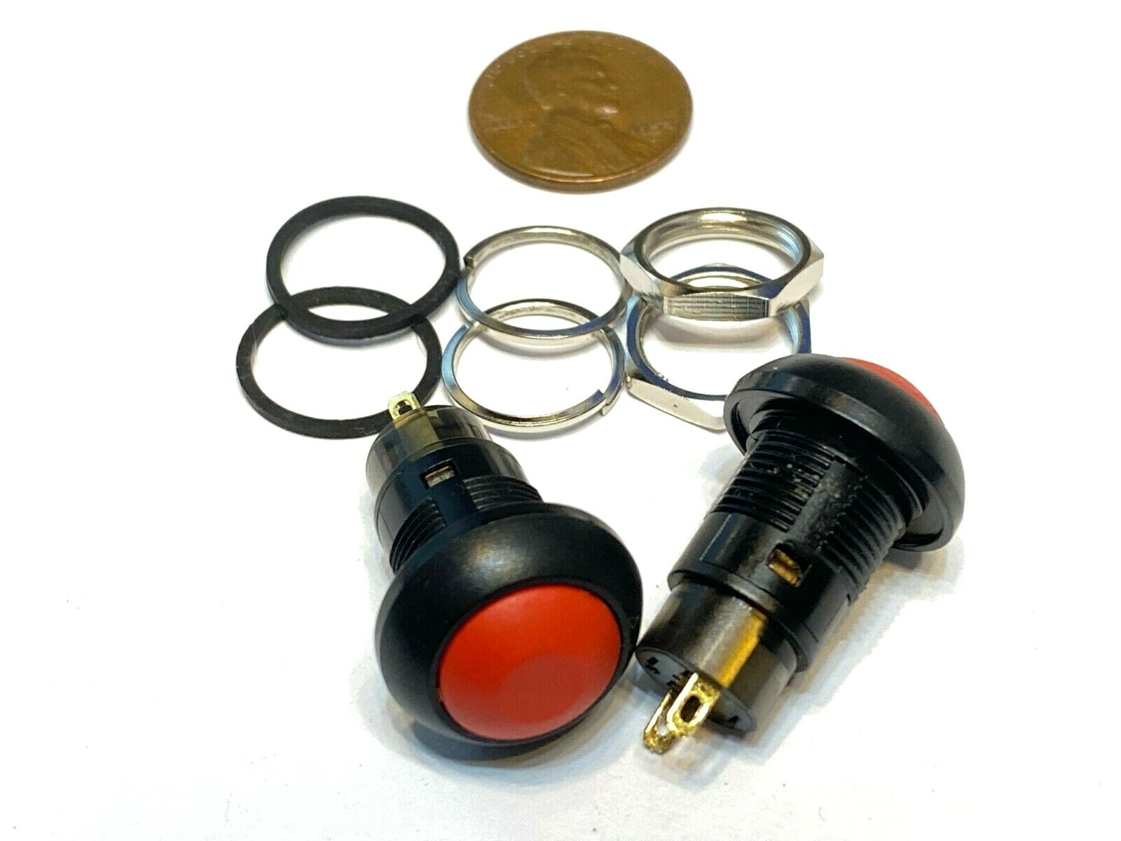 2 Pieces RED Latching PUSH BUTTON SWITCH DC 6A 12mm normally open on/off A35