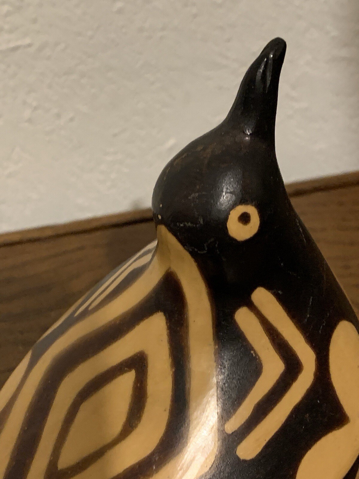 Peru Bird figure pottery signed piece 5 1/2” Long