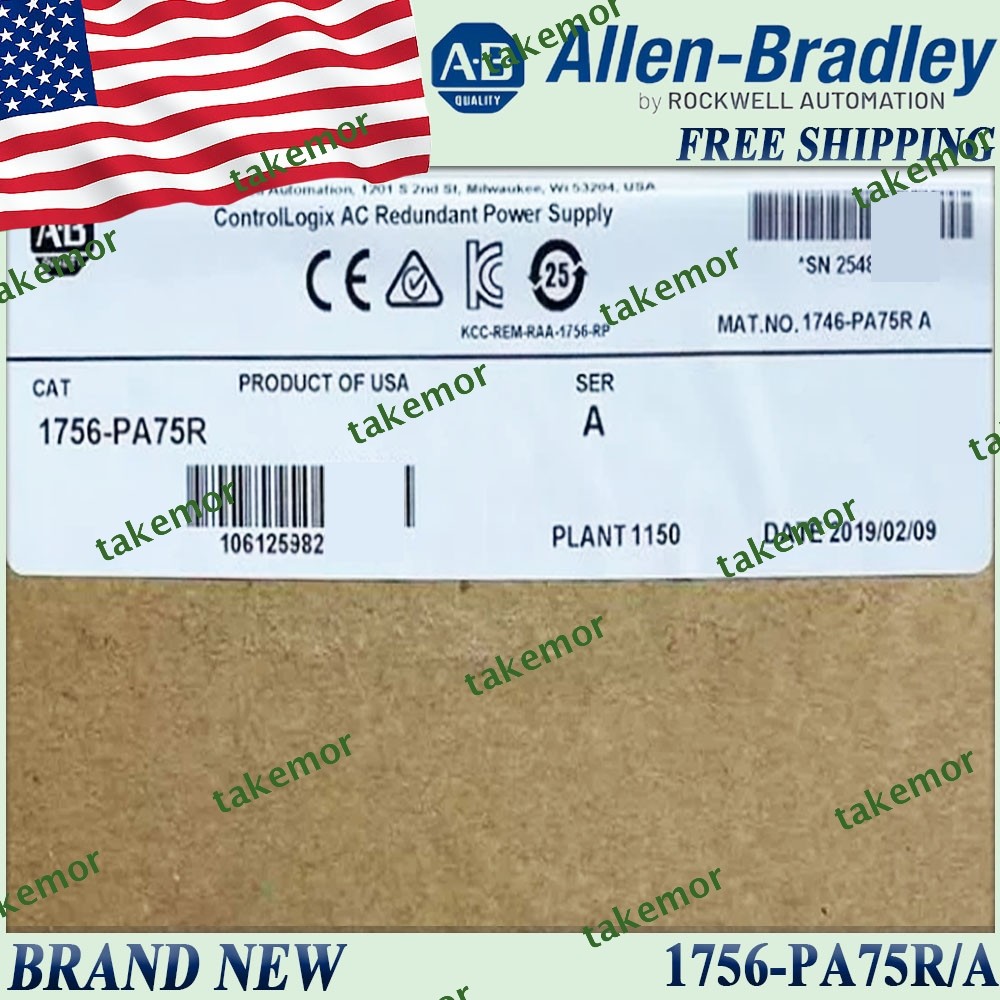 New in Box AB 1756-PA75R/A ControlLogix Power Supply 1756PA75R serA Free Ship US
