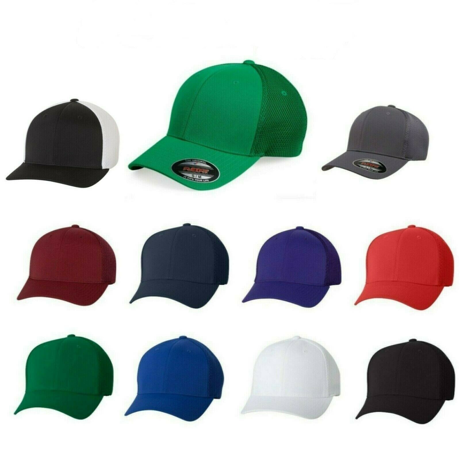 FLEXFIT Mens Trucker Cap with Mesh Sides And Back Fitted Hat  Ball 6533