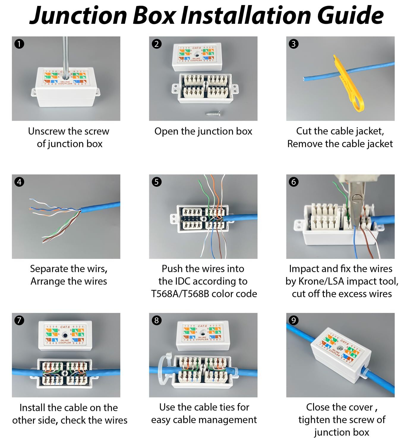 Cat 6 Junction Box 5 Pack Cat5e Splice Connector cat6 junction box