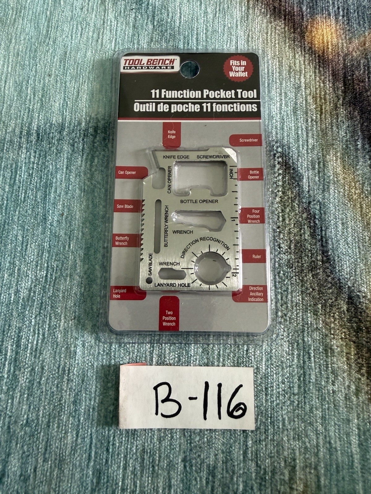 POCKET TOOL 11 Function WRENCH Screwdriver KNIFE Opener SAW Fits In Wallet A NEW