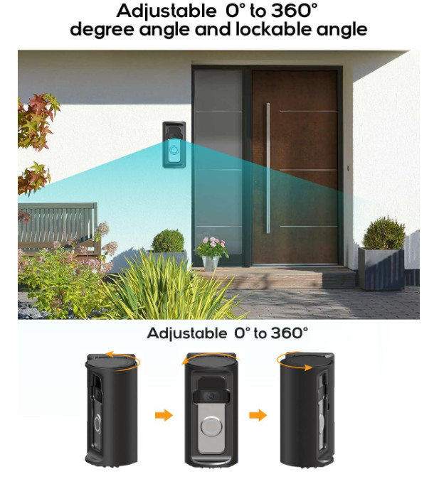 Adjustable 360° Degree Doorbell Angle Mount Compatible with Ring/Wireless Video