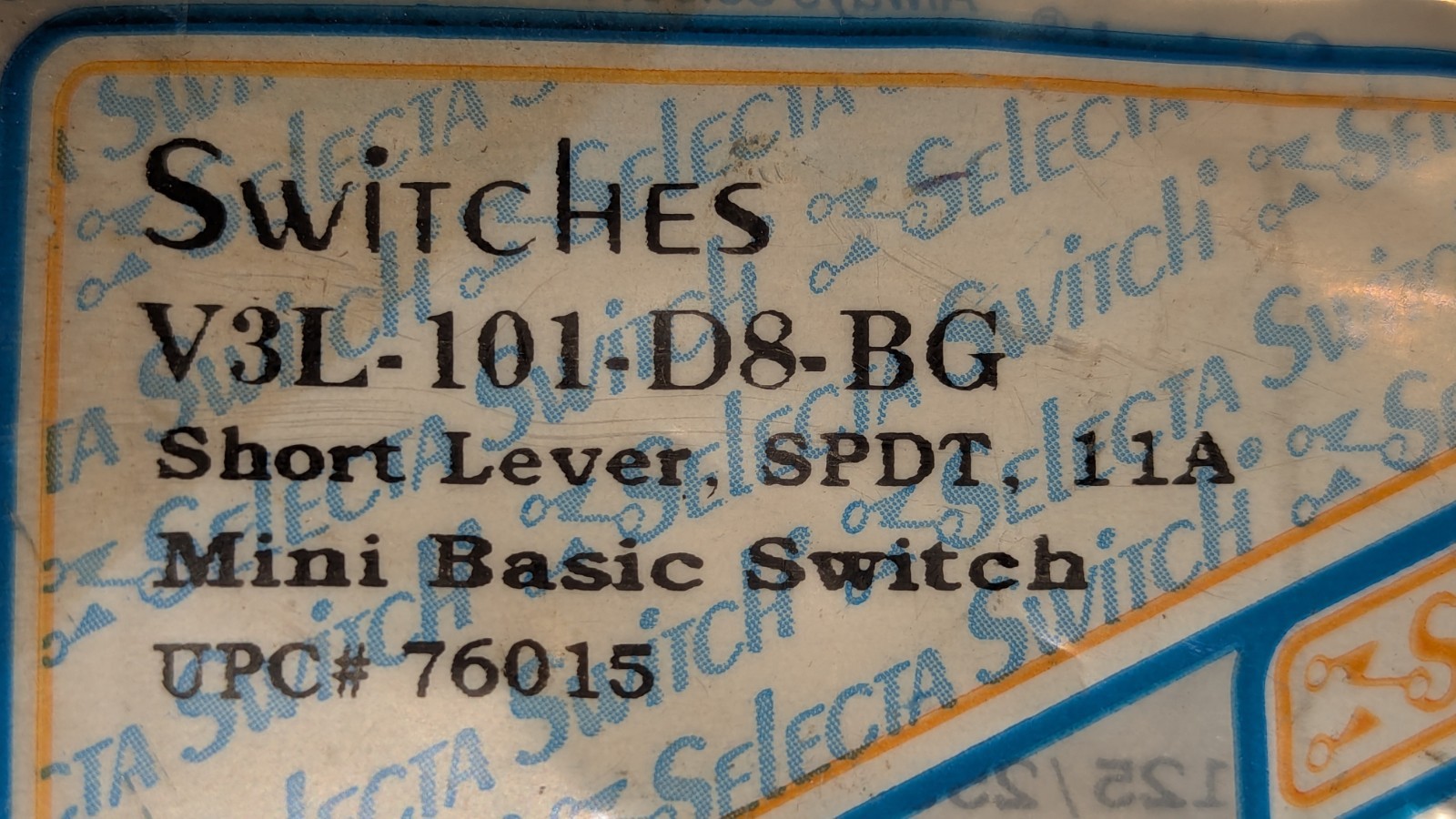 Selecta / Honeywell Microswitch V3L-101-D8-BG Snap Switch New & Sealed