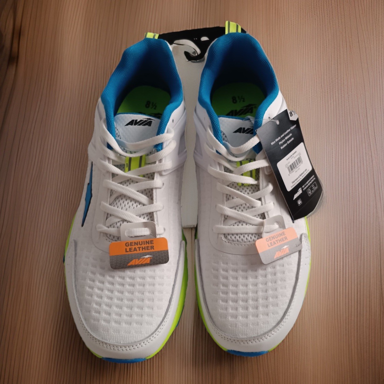 Avia Genuine Leather Lightweight Athletic Sneakers White Blue Green Men's 8.5