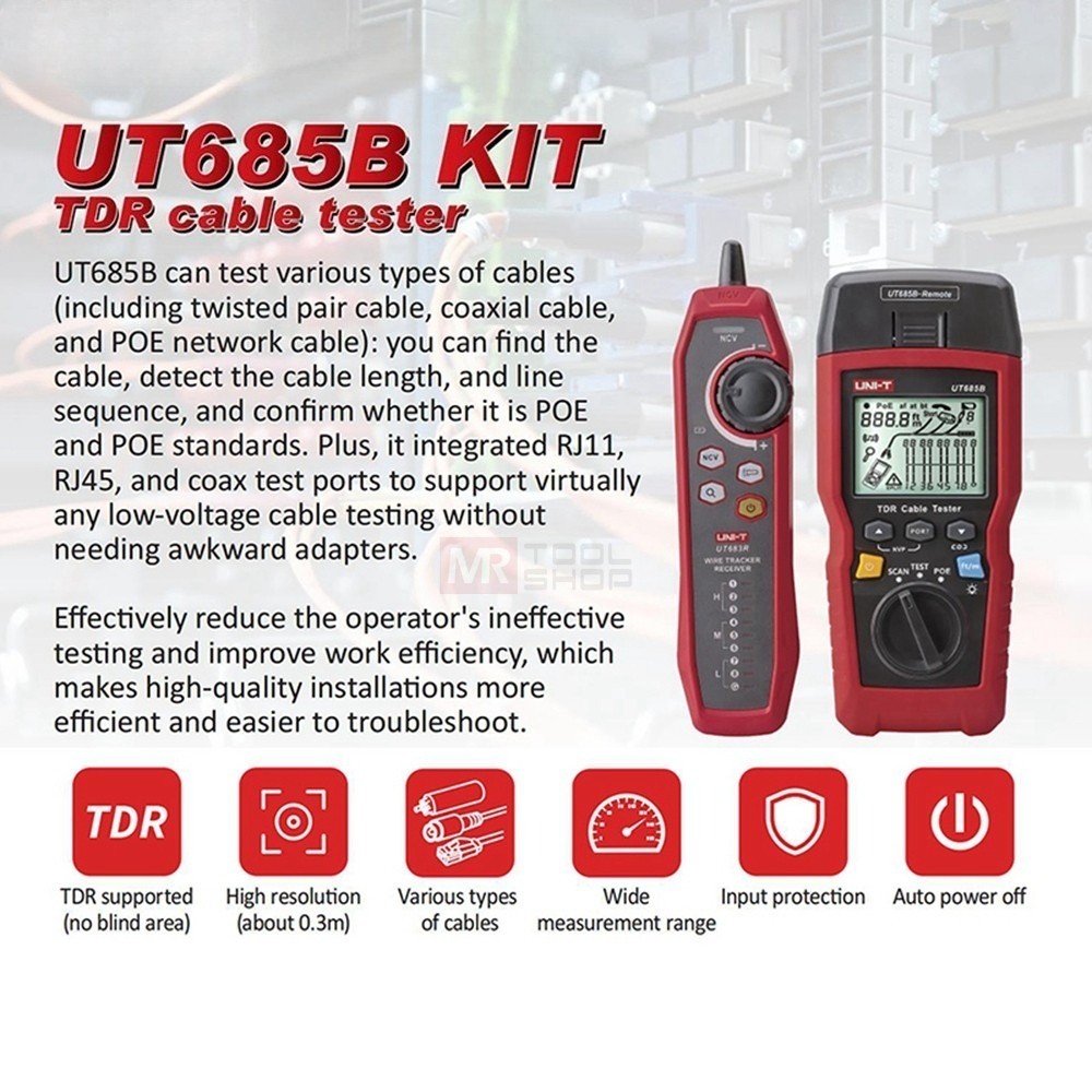 RJ11 RJ45 POE Detector UNI-T UT685B Kit TDR Cable Tester Wire Tracker Network