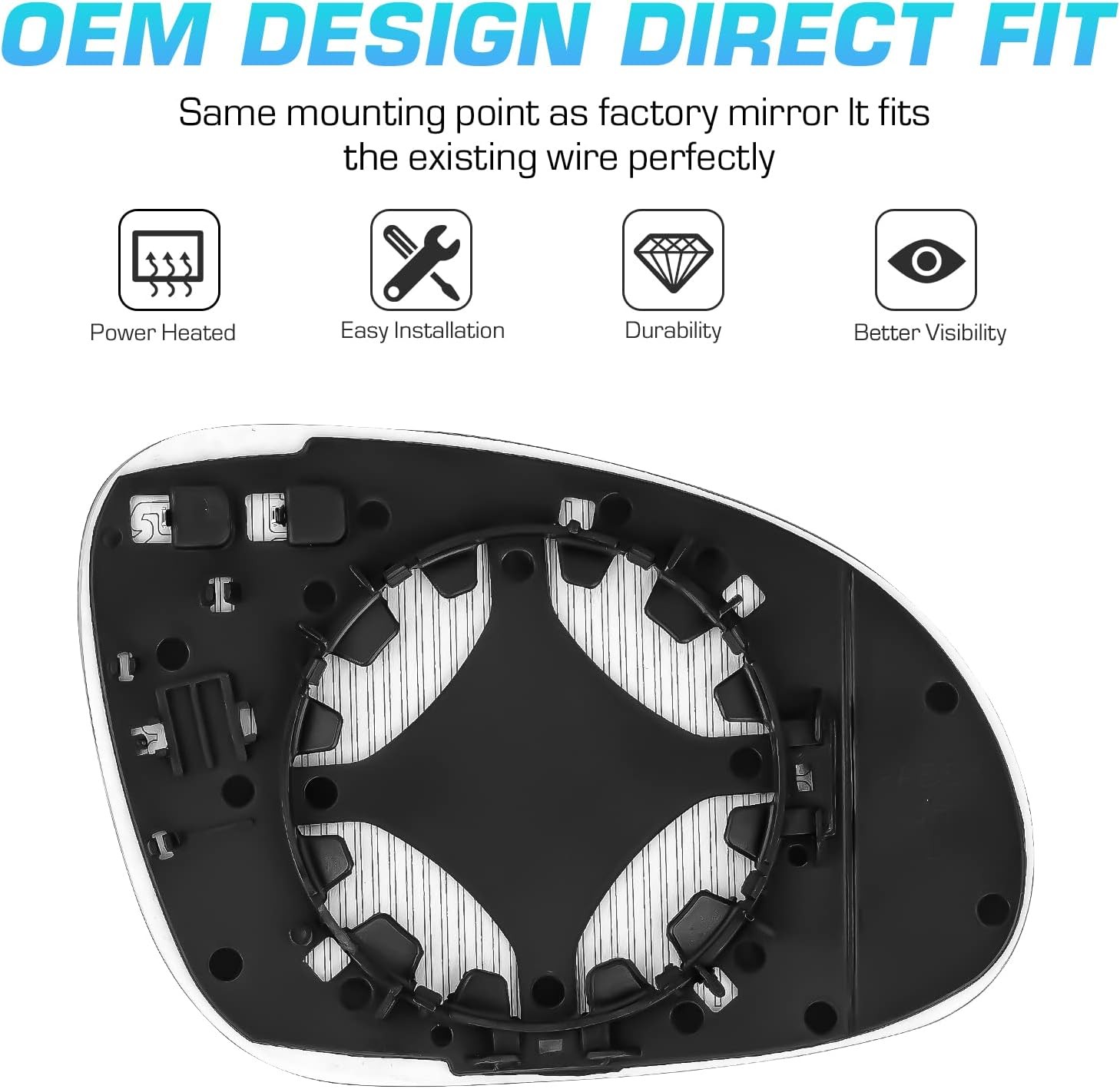 Driver Left Side Heated Convex Mirror Glass - Side View Replace for Fit for 2005