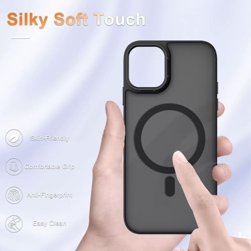 for iPhone 12 Case, 12 Pro with 1 Screen Protector, Matte Black