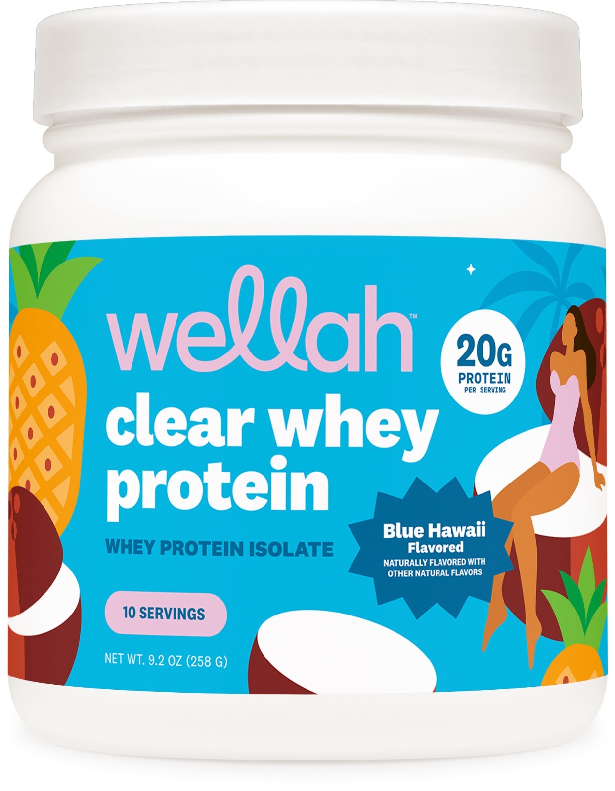 Wellah Clear Whey Protein Isolate Powder (Blue Hawaii) 10 Servings