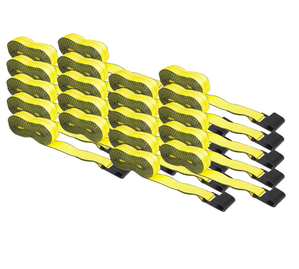 (20 Pack) 2"X30' Winch Straps w/flat hook, WLL 3335  Flatbed Tie Down Strap