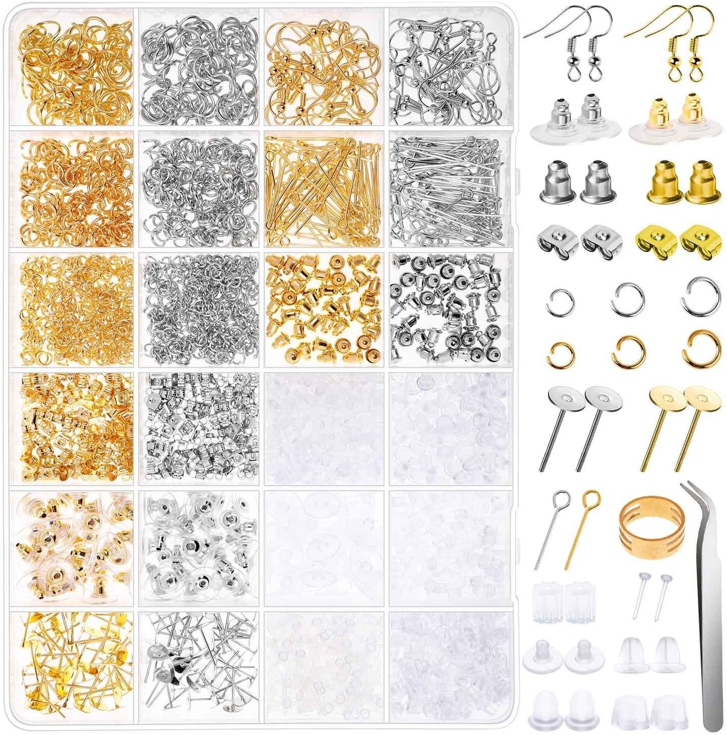 Earring Making Kit with Earring Hooks Findings, Earring Backs Posts, Jump Rin...