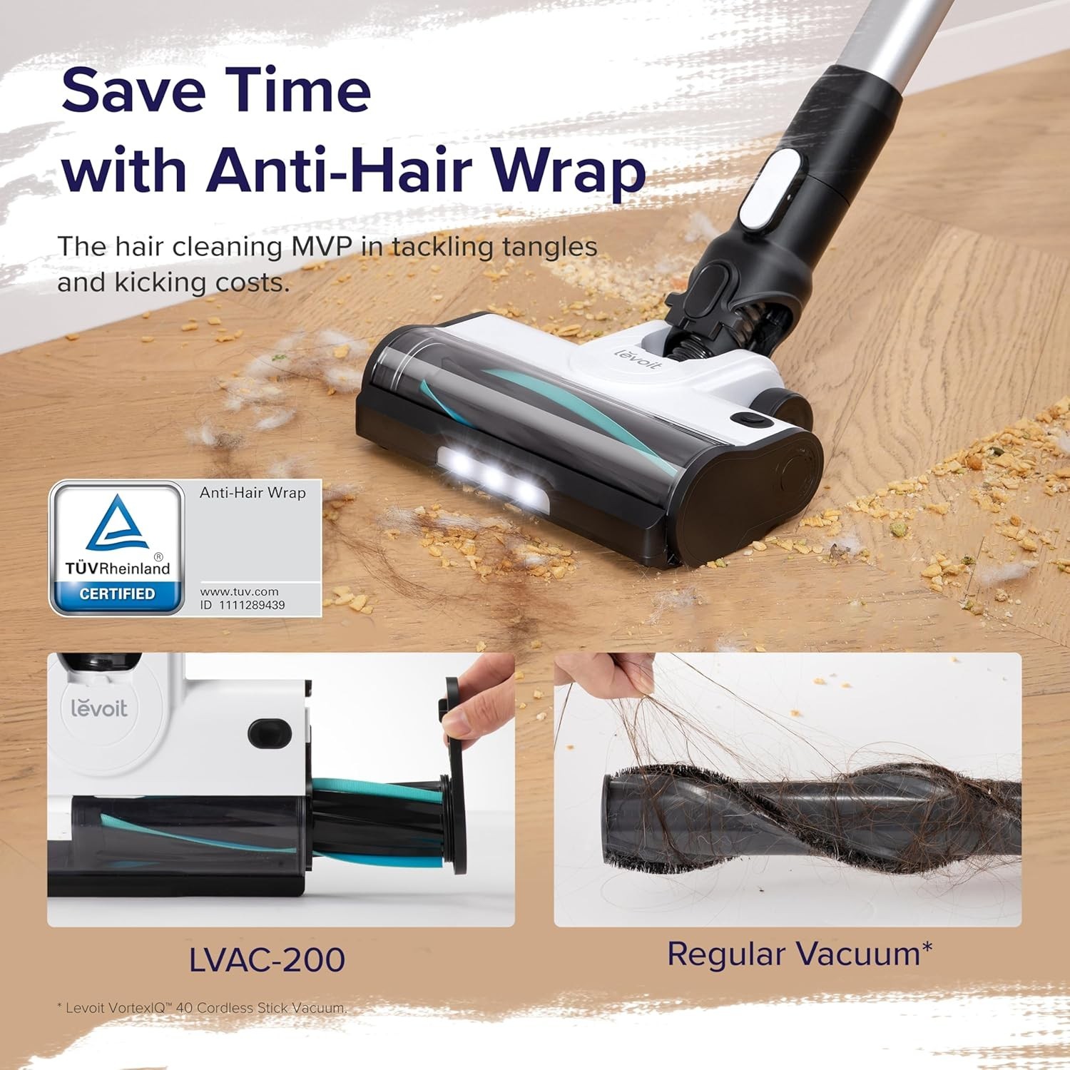 LEVOIT Cordless Stick Vacuum, 50Min, Tangle-Resistant, LVAC-200