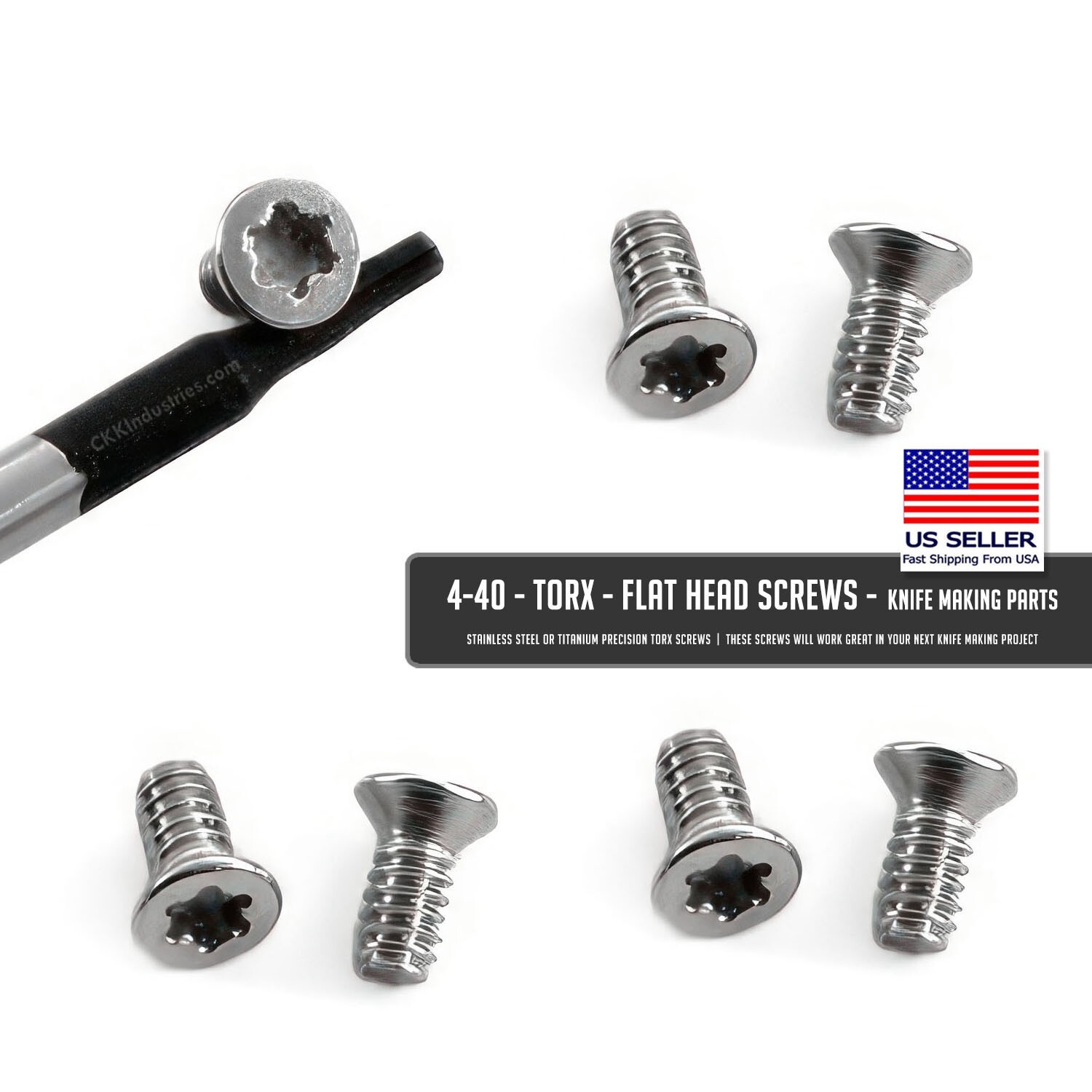 4-40 - TORX - Flat Head Screws- (.250) - Knife Making Parts - 25 Count