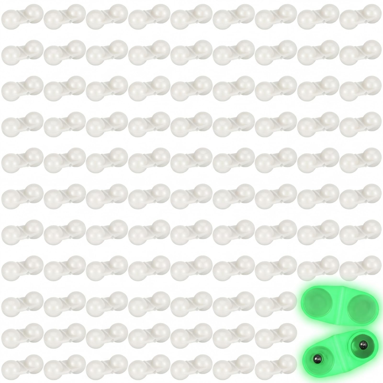 WinnerWhy 90 Pcs Catfish Rattle Bells, Fishing Double Small, Luminous White