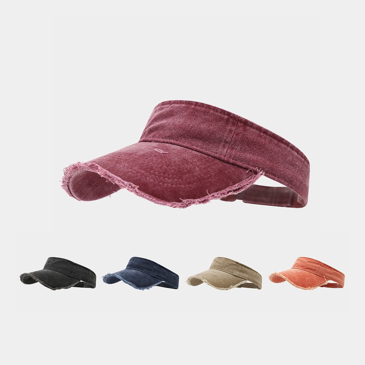 Unisex Visor Hat Washed Cotton Adjustable Sun Cap Outdoor Golf Sun Visor