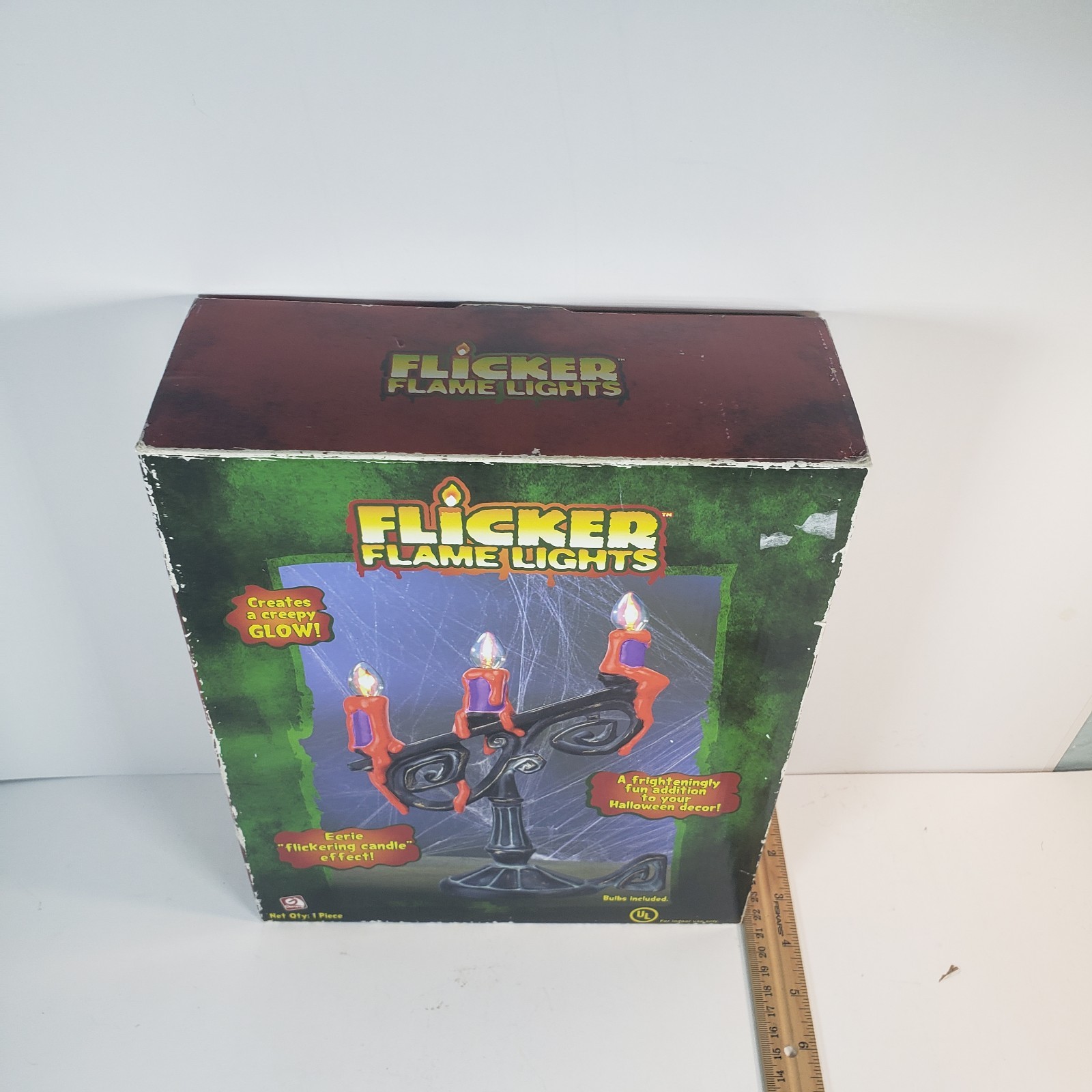 Vtg Gemmy Flicker Flame Lights Candelabra Red Candles