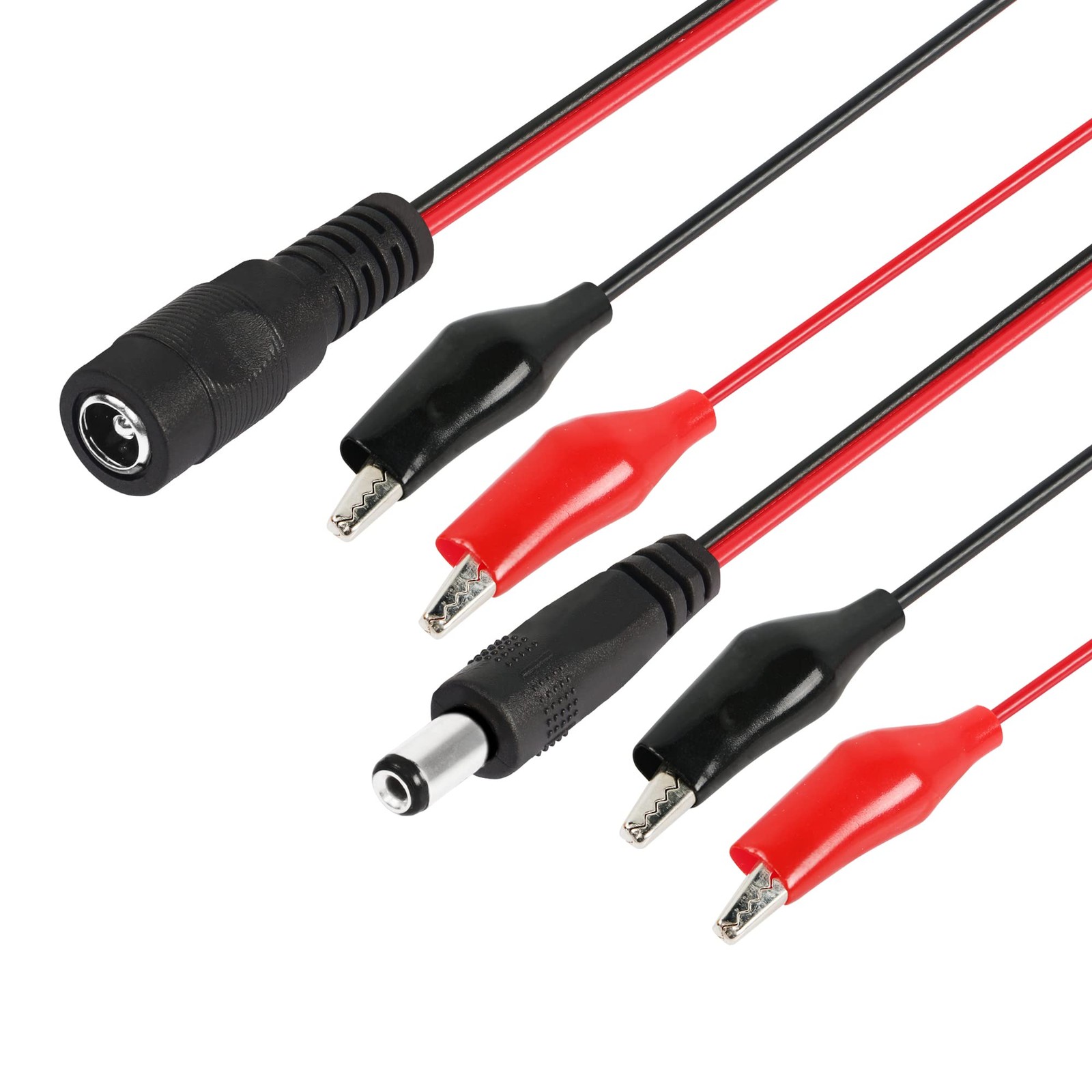 Alligator Clip Jumper Probe To DC 5.5x2.1mm Male Female Test Wire 50 cm