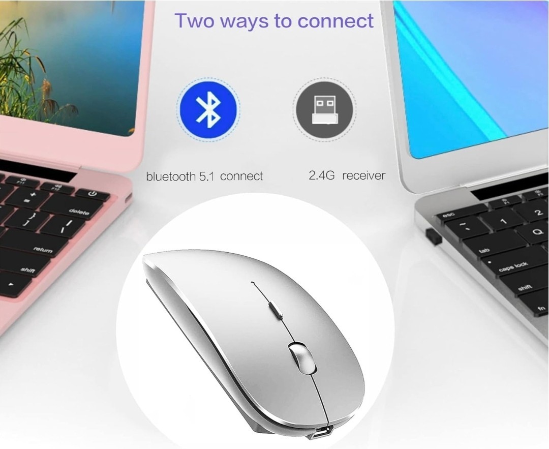 Bluetooth Wireless Mouse for MacBook,ipad,windows,Chromebook (Silver)