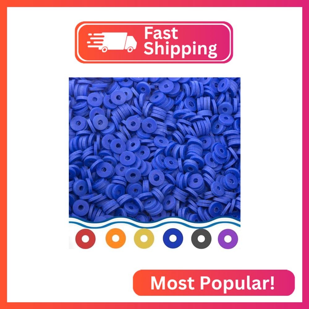 Blue Clay Beads(6mm,4300 pcs) Clay Beads for Bracelet Making Kit, Flat Round Pol