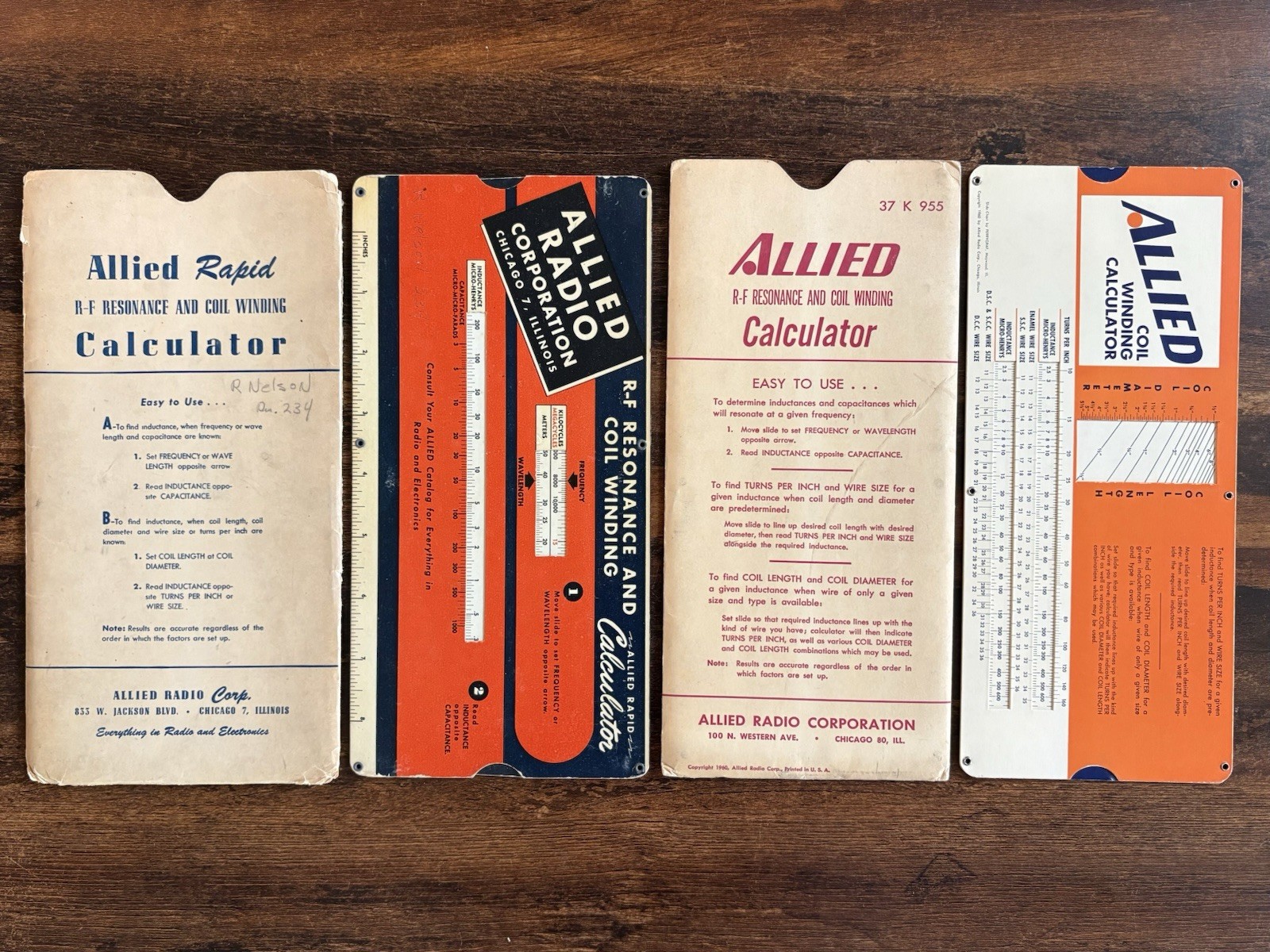 Vintage Allied Radio RF Resonance Coil Winding Calculators 1940s & 1960 Lot