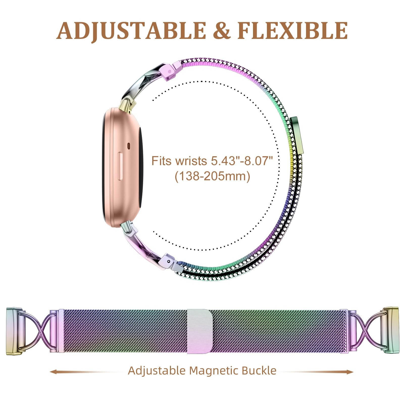 Band Compatible with Fitbit Versa 4 Bands for Women Men, Stainless Steel X-Sh...