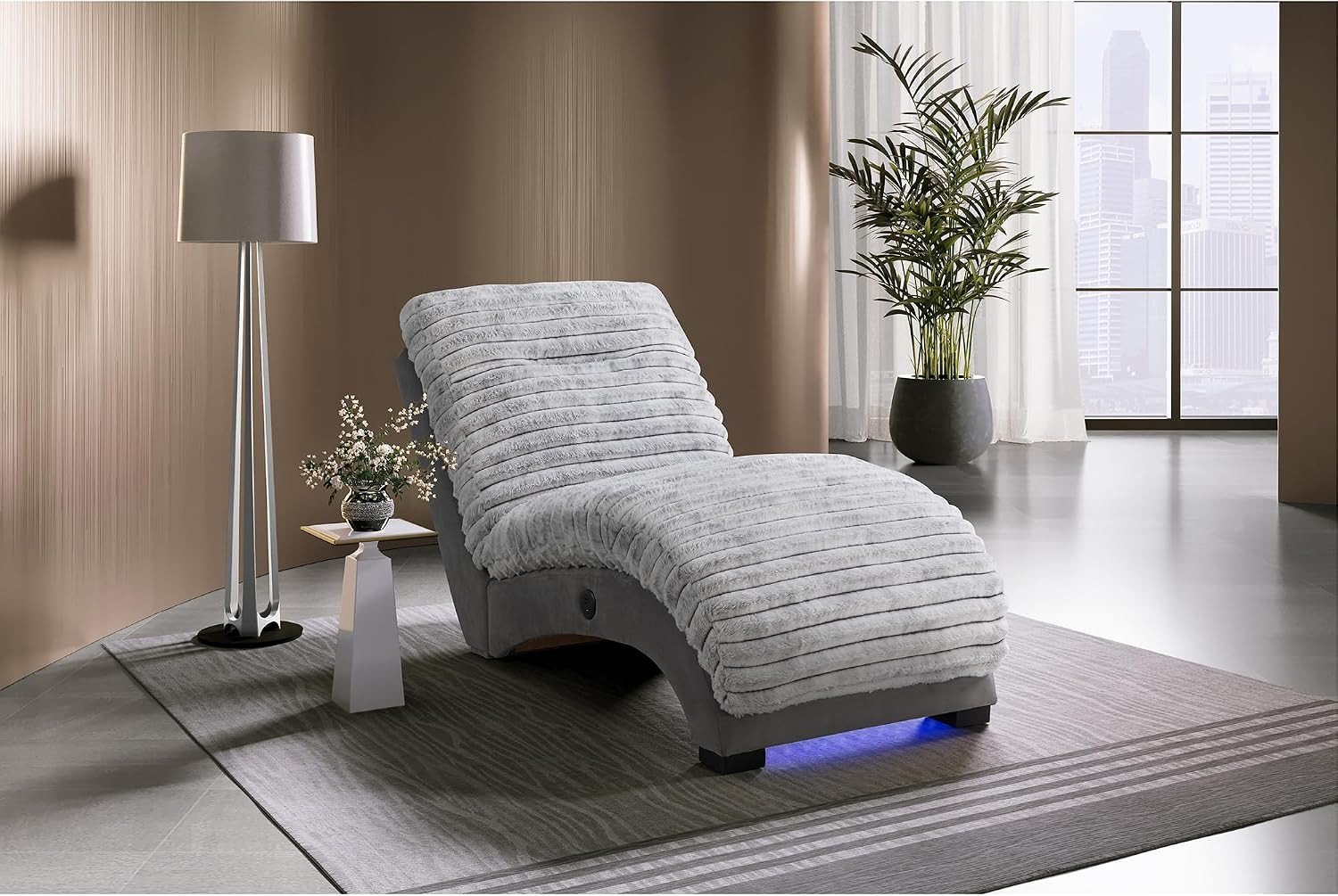 Grey Chaise Lounge with USB