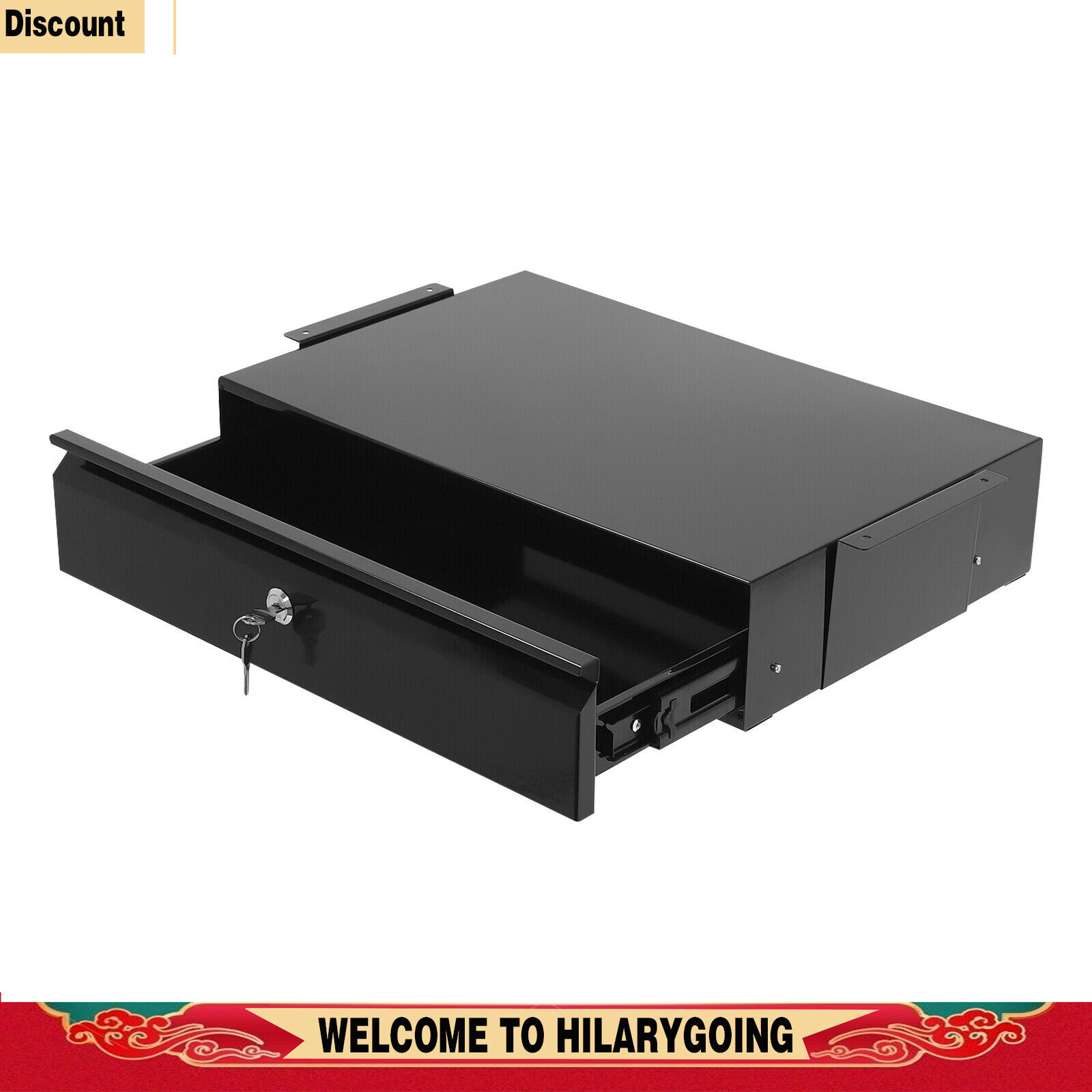 Slide Out Cabinet Drawer Pull Out Under Desk Drawer For Office With Lock Black