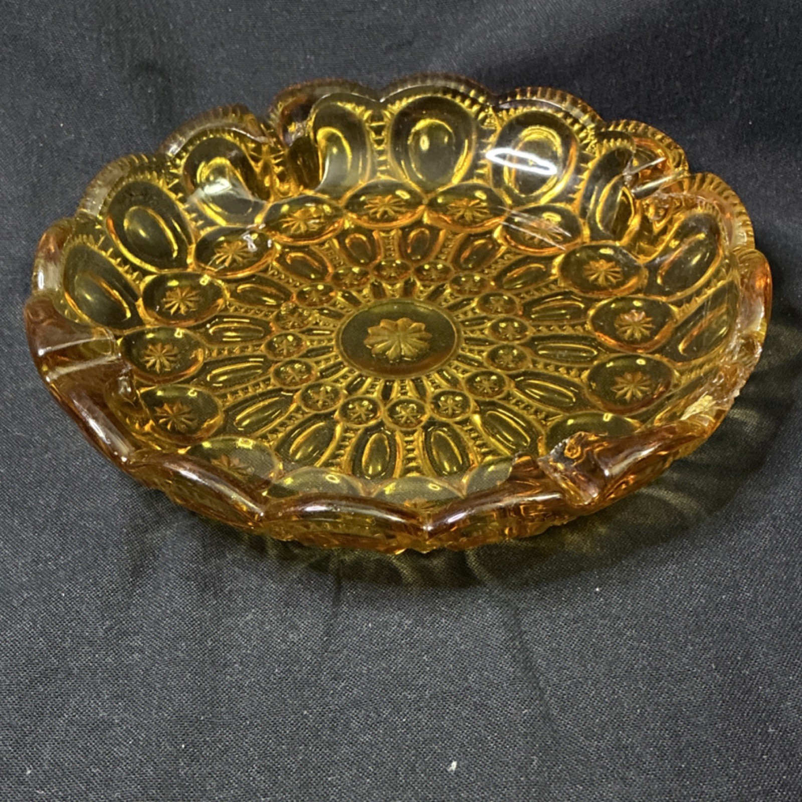 LE Smith Amber Moon and Stars Ashtray