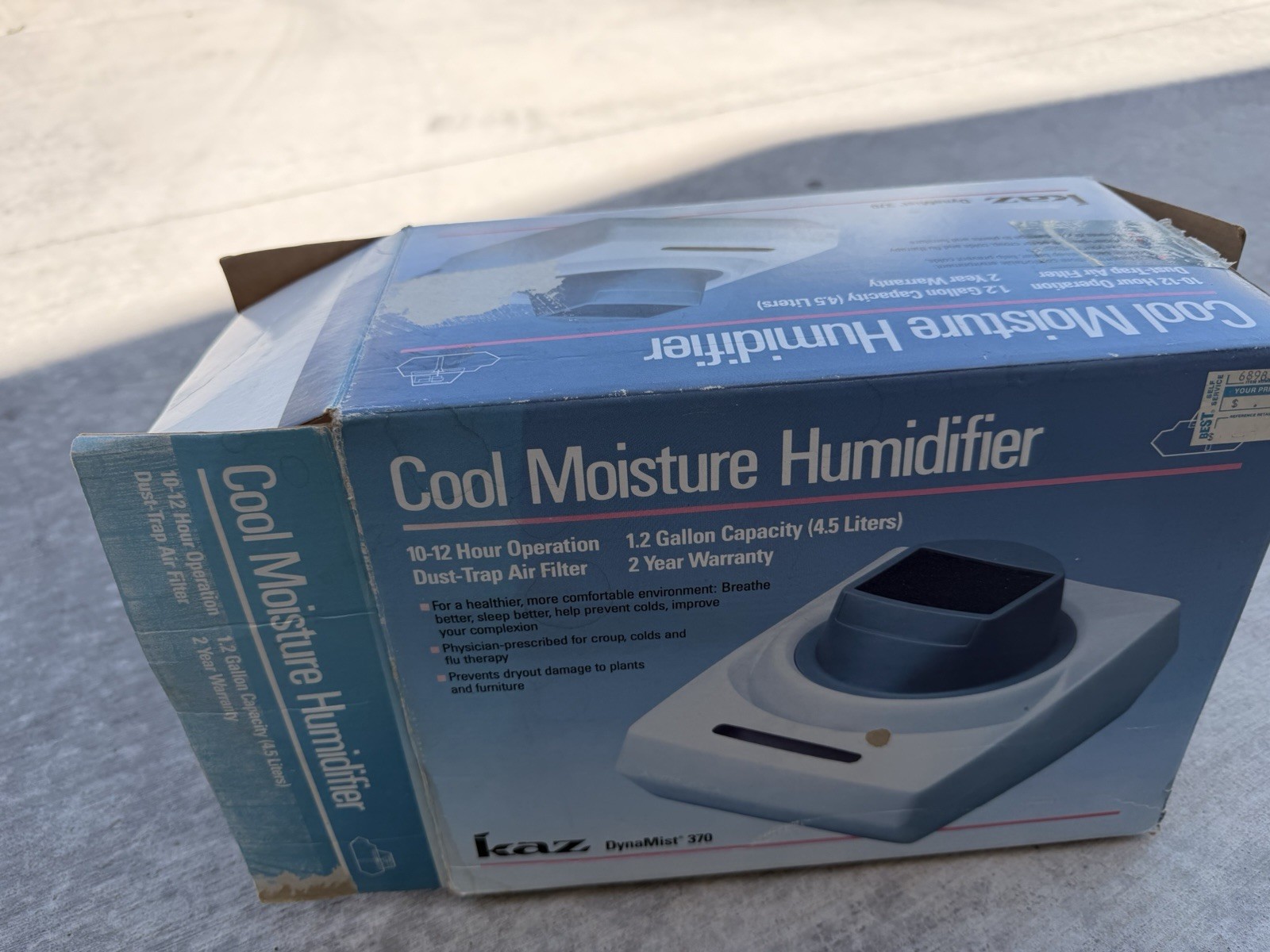 Kaz DynaMist 370 Cool Mist Humidifier 1.2 gal Dust-Trap Filter White/Gray