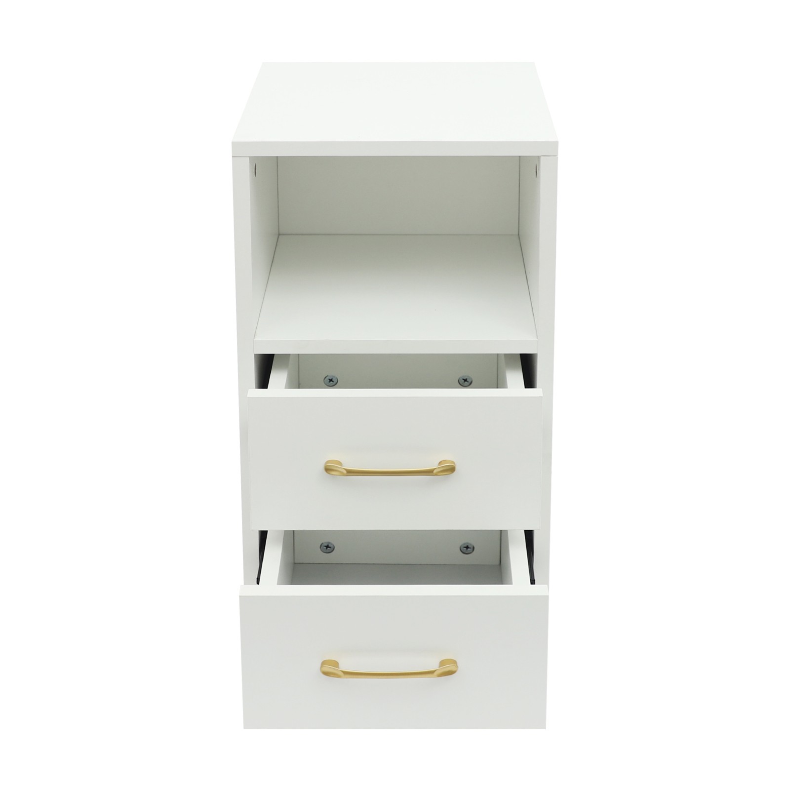 3-Tier End Table Sofa Side End Storage Shelf White Movable Storage Cabinet