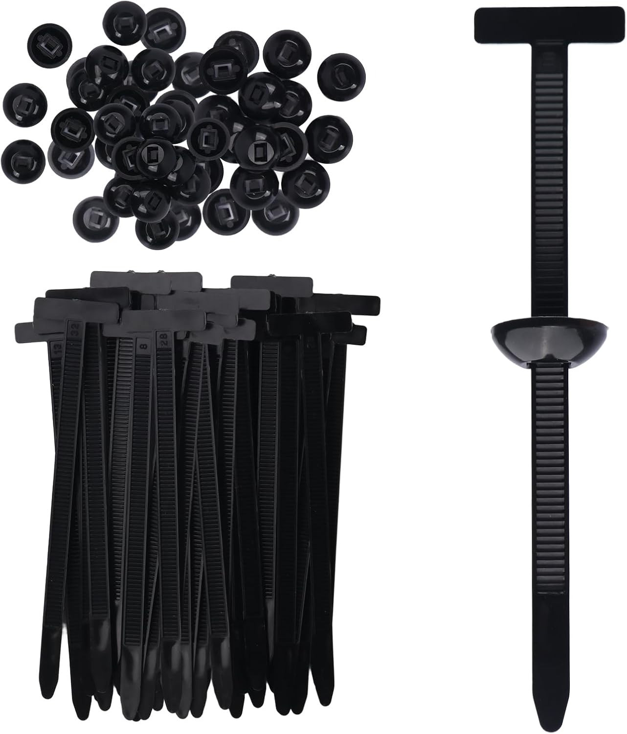 100 Pcs Nylon Universal Cable Tie Buckle for Car - Self-Locking and Easy Install