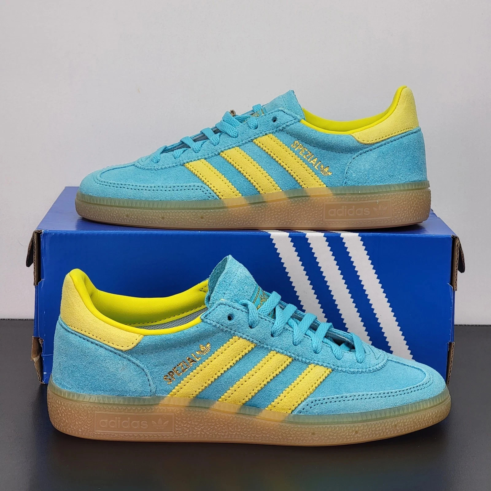 Adidas Handball Spezial Women's Indoor Shoes Blue Glow Yellow JR7351