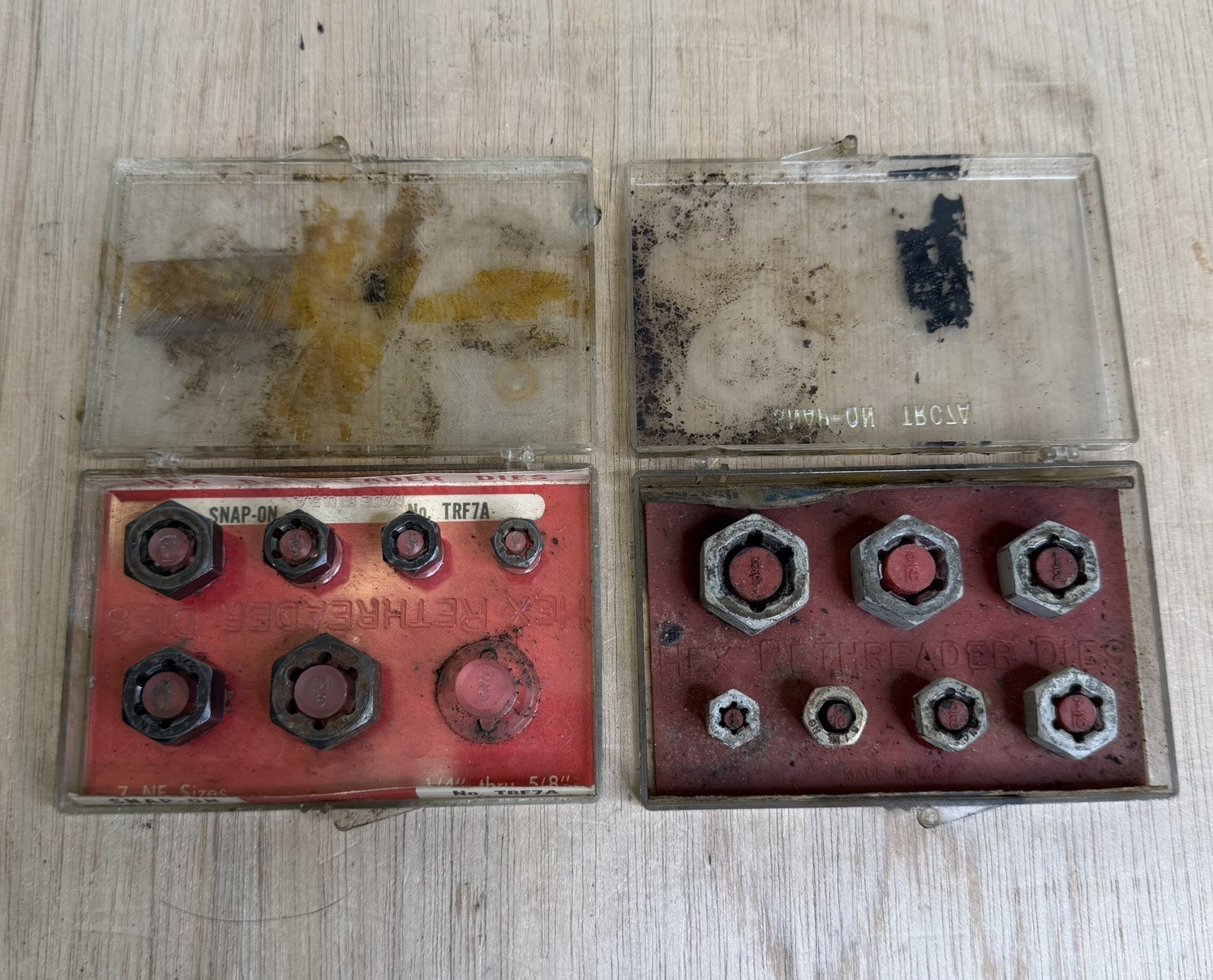VTG SNAP ON TRF7A & TRC7A RE-THREADER DIE SETS SAE & HEX COURSE & FINE