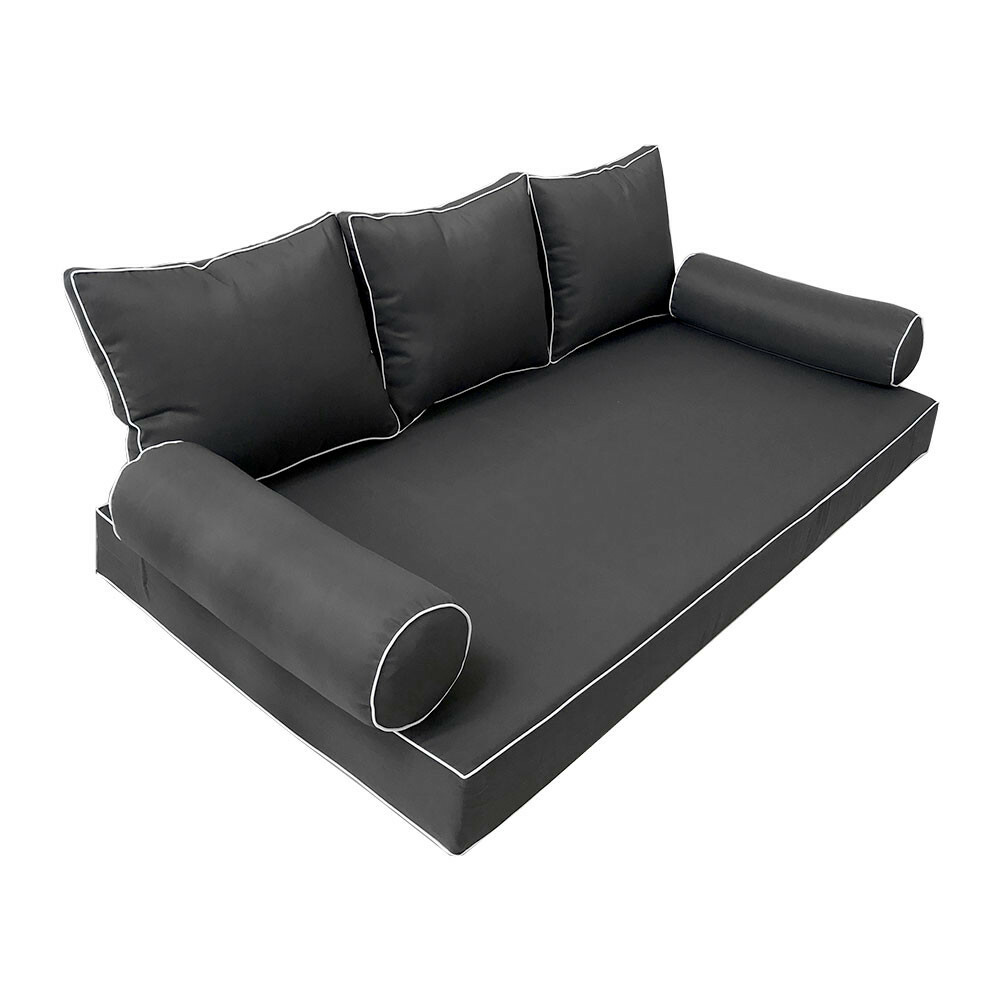|SLIPCOVER ONLY|S3 Daybed Mattress Bolster Back Covers Contrast Trim Queen AD003