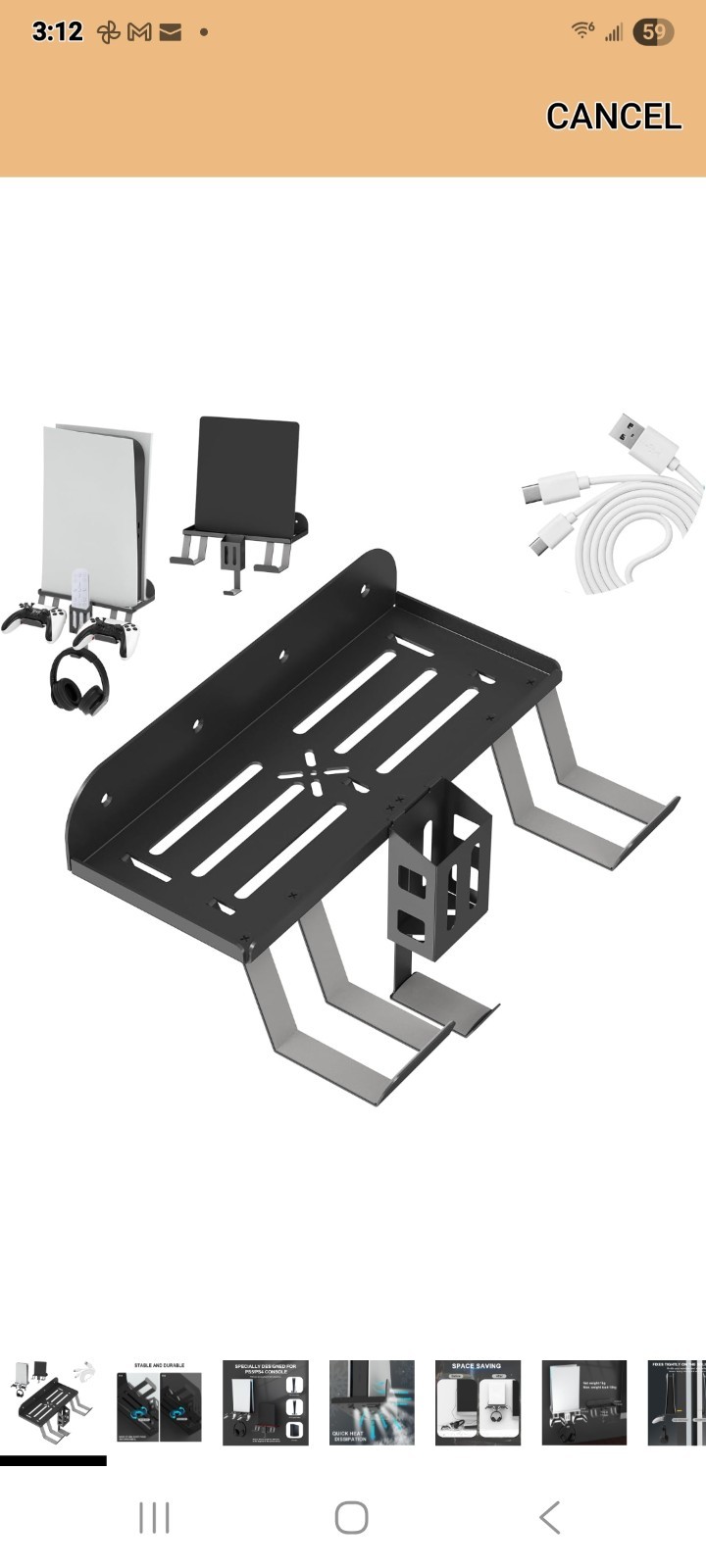 Belopera PS5 Wall Mount 6-in-1 Metal Stand Black – Fits PS5 Disc & Digital & PS4
