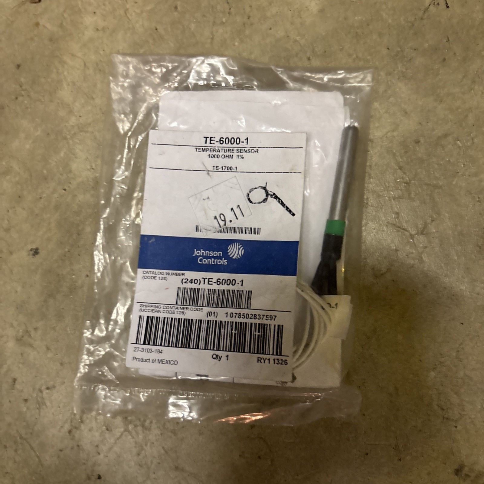 Johnson Controls TE-6000-1 temperature sensor 1000 OHM 1%