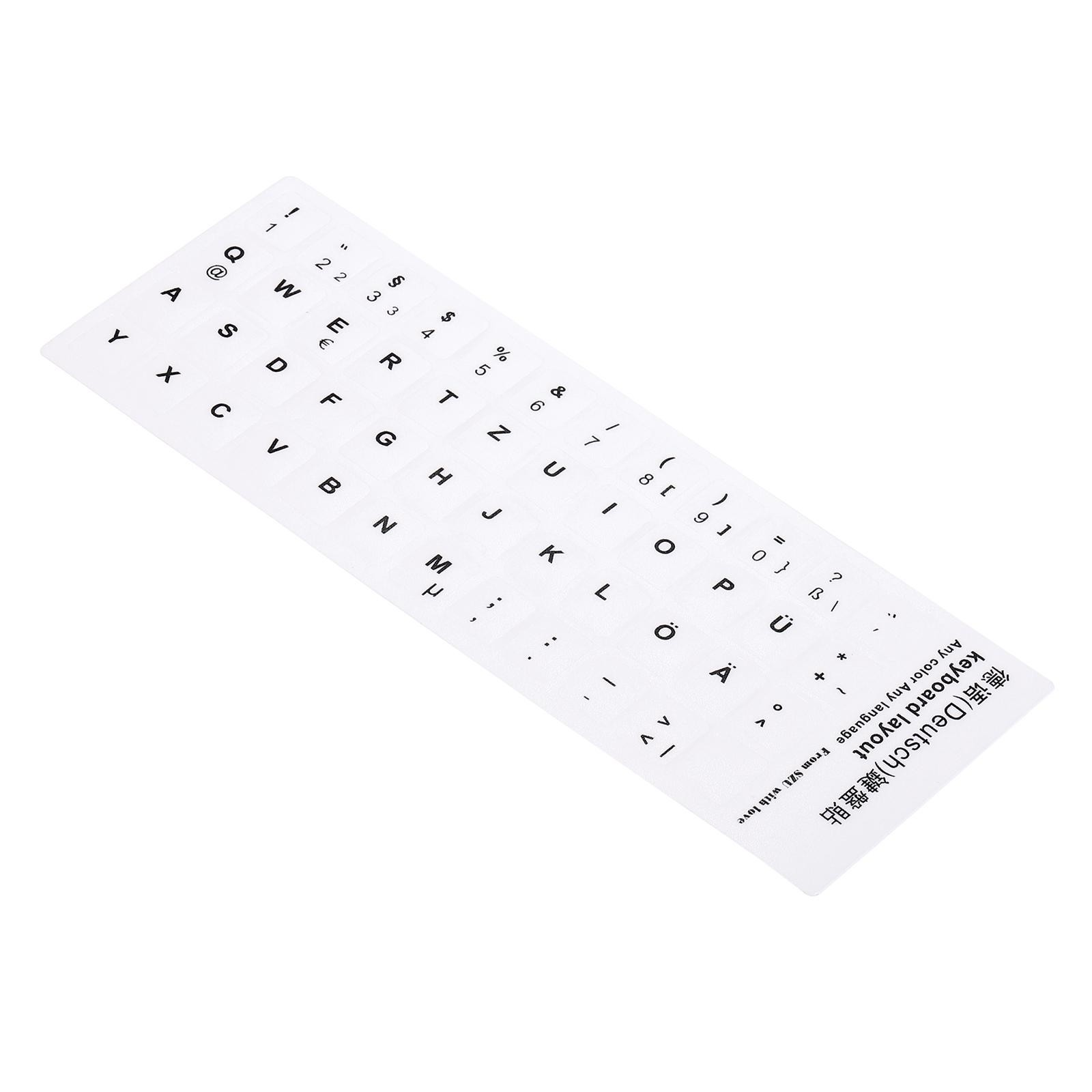 German Keyboard Stickers, 2Pcs Computer Cover White Background Black Lettering